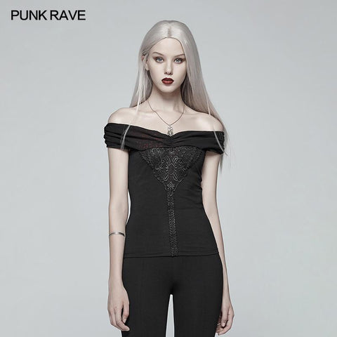 Gothic Off-shoulder Short T-shirt