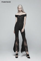 Gothic Flared Lace Leggings For Women With Cross Decoration