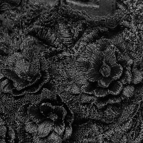 Gothic Off Shoulder Halter Neck Horn Sleeves Lace Mini Shirt