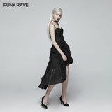 Gothic Strapless High Low Dress With Detachable Shoulder Strap