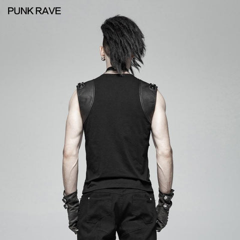 Men Punk Personality Skeleton PU Vest