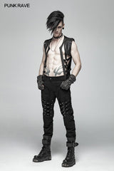 Men Punk Personality Skeleton PU Vest