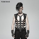 Men Punk Personality Skeleton PU Vest