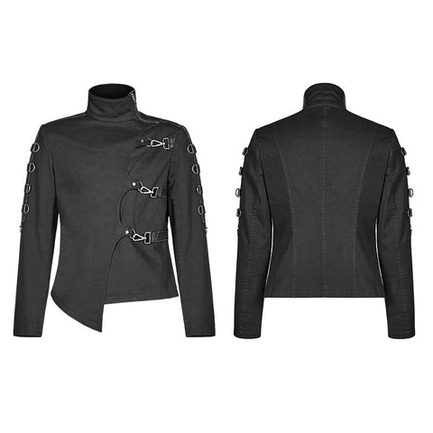 Men Punk Non-stretchy Asymmetric Short Coat