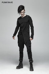 Dark Punk Hooded Thin Asymmetry Sweatshirt For Men