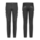 Men Punk Water-washed Elastic Trousers