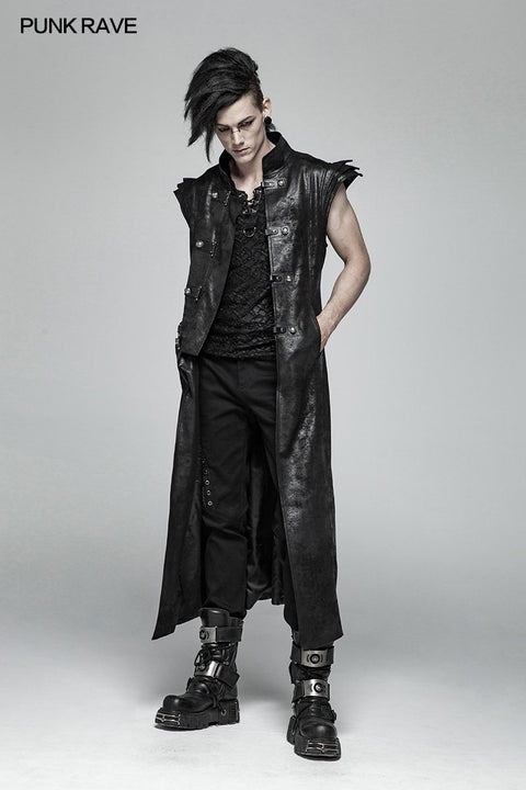 Men Punk Water-washed Elastic Trousers