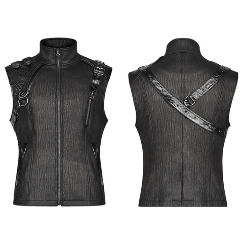 Handsome Punk Standing Collar Zipper Vest For Men