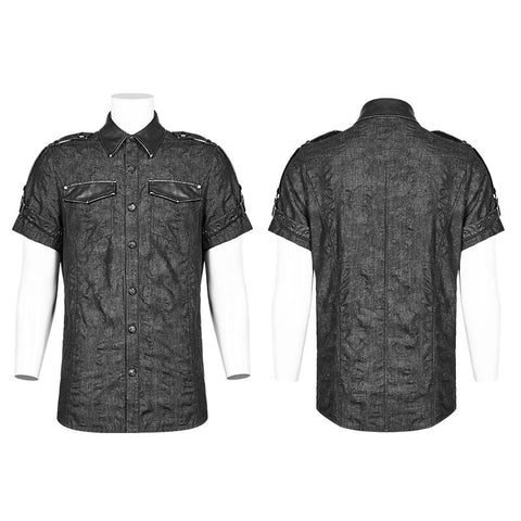 Men Punk Simple Short Sleeve Shirt