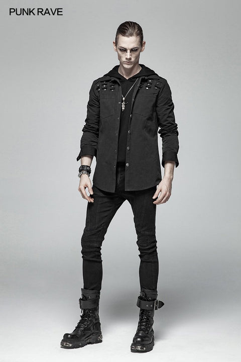 Dark Punk Men Sleeveless T-shirt Hooded Vest