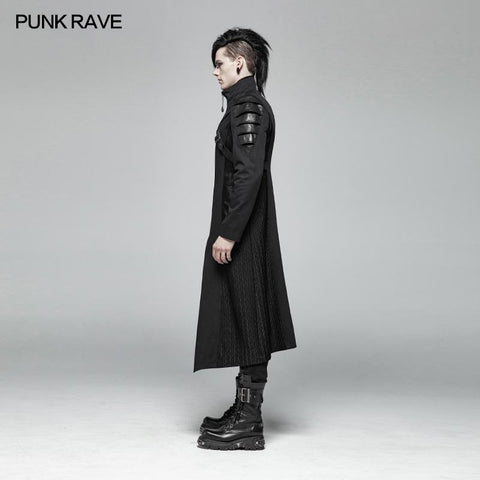 Men Dark Punk Armor Jacket Long Handsome Coat