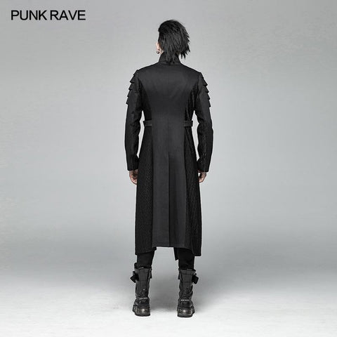 Men Dark Punk Armor Jacket Long Handsome Coat