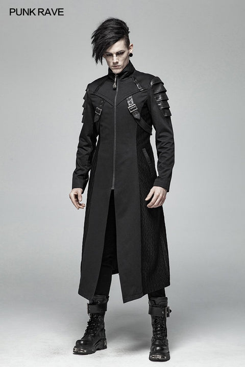 Men Dark Punk Armor Jacket Long Handsome Coat