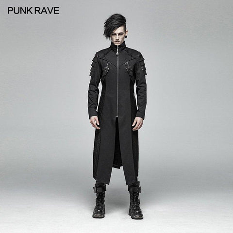 Men Dark Punk Armor Jacket Long Handsome Coat
