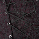 Goth Black And Red V-neck Zipper Vest With Cross Decoration