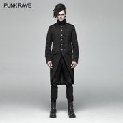 Men Gothic Standing Collar Mid-length Coat