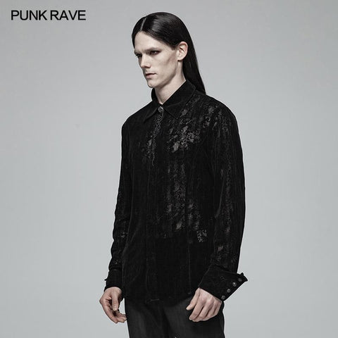 Gothic Lace Long Sleeve Flocking Shirt For Men