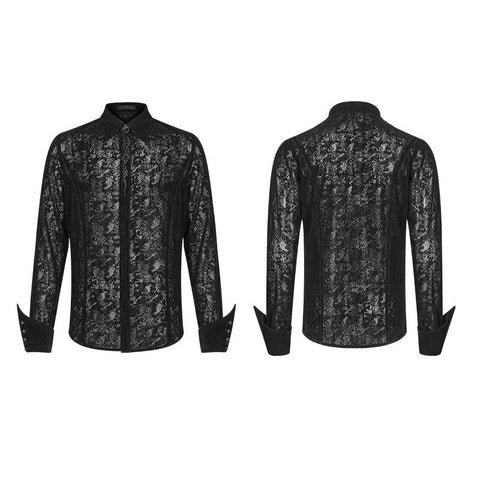 Gothic Lace Long Sleeve Flocking Shirt For Men
