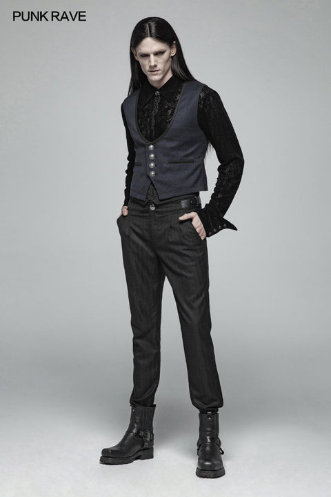 Gothic Lace Long Sleeve Flocking Shirt For Men
