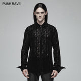 Gothic Lace Long Sleeve Flocking Shirt For Men