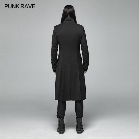 Simple Men Gothic Mid-length Jacket Standing Collar Coat