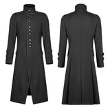 Simple Men Gothic Mid-length Jacket Standing Collar Coat