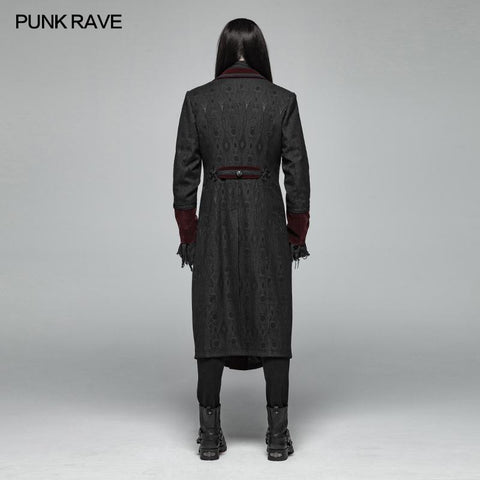 Men Goth Vampire Master Mid-length Jacket V-neck Long Sleeve Coat