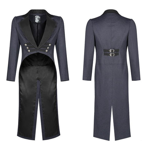 Gentleman Punk Mid-length Coat V-neck Long Sleeve Tailcoat