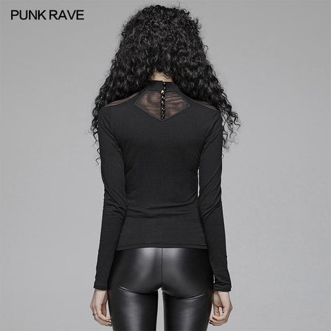 Gothic Hollow-out Long Sleeve T-shirt For Women