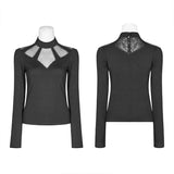 Gothic Hollow-out Long Sleeve T-shirt For Women
