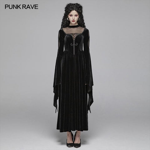 Gothic Women Double Layer Sleeve Long Velvet Dress