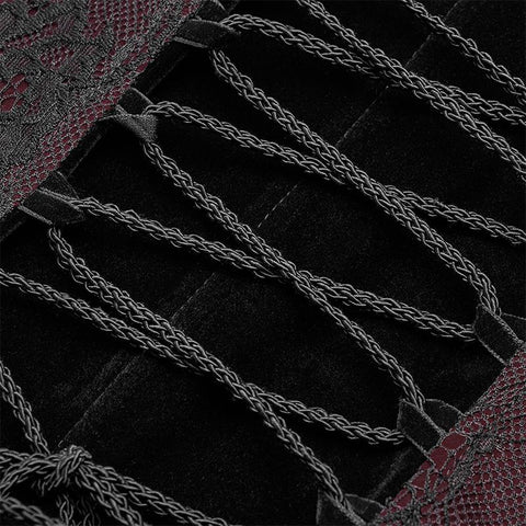 Gothic Red And Black Tuxedo Vest V-neck Tailcoat For Women