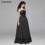 Gothic Women Tube Jacquard Long Skirt Lace-up Ball Gown Dress