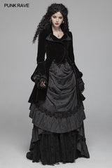 Women Gothic Lolita Long Sleeve Medium Long Velvet Coat