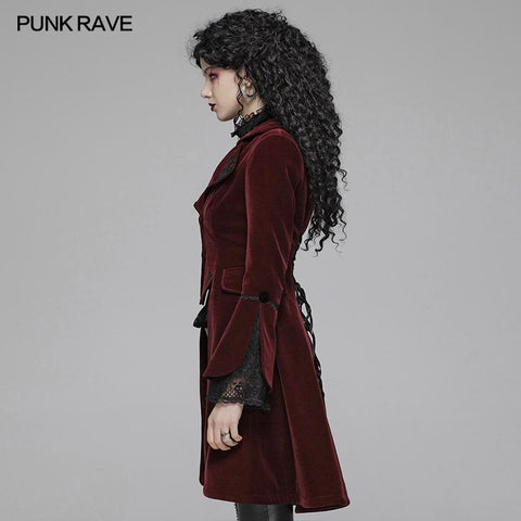 Women Gothic Lolita Long Sleeve Medium Long Velvet Coat