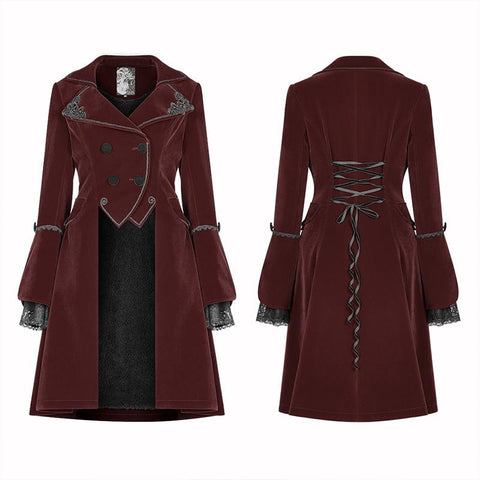 Women Gothic Lolita Long Sleeve Medium Long Velvet Coat