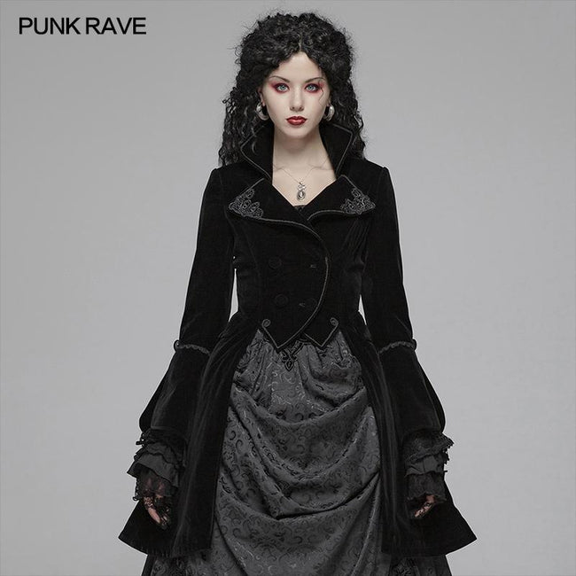 Women Gothic Lolita Long Sleeve Medium Long Velvet Coat