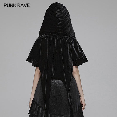 Lolita Velvet Short Hooded Loose Cloak With Cute Wooly Balls