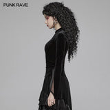 Women Gothic Double Layer Sleeve Velvet Tulle T-shirt