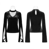 Women Gothic Double Layer Sleeve Velvet Tulle T-shirt