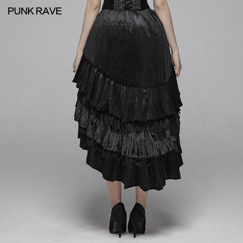 Gothic Dark Grain Velvet Irregular Half Skirt For Women