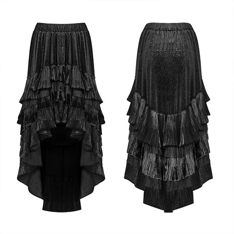 Gothic Dark Grain Velvet Irregular Half Skirt For Women