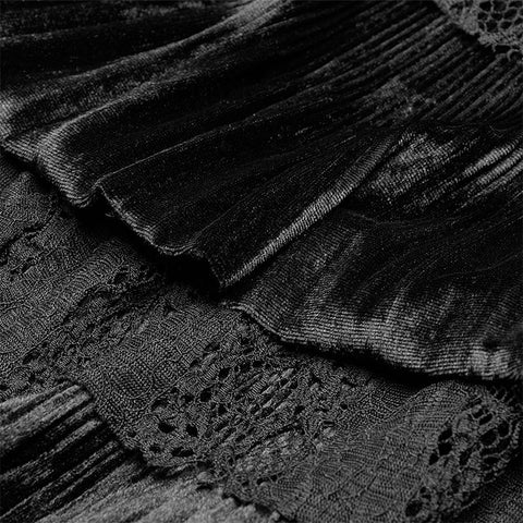 Gothic Dark Grain Velvet Irregular Half Skirt For Women