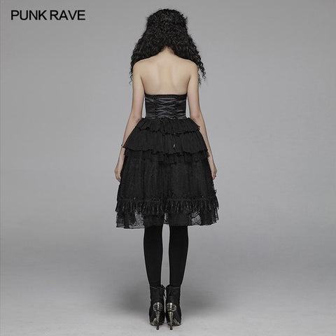 Lolita Sweetheart Neck Ruffles Irregular Lace Dress