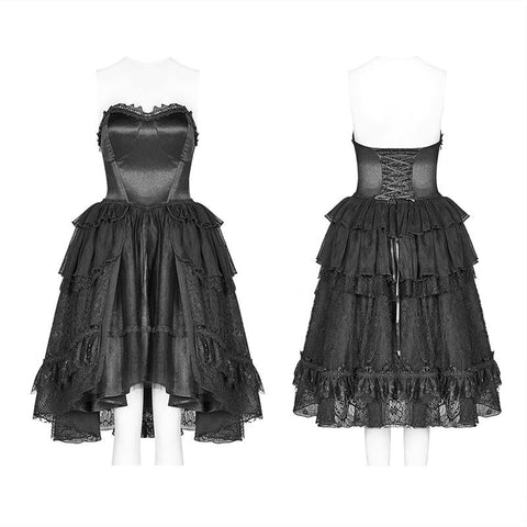 Lolita Sweetheart Neck Ruffles Irregular Lace Dress