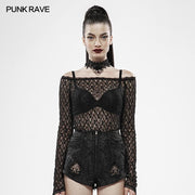Gothic Rebirth Transparent Lace Long Sleeve T-Shirt