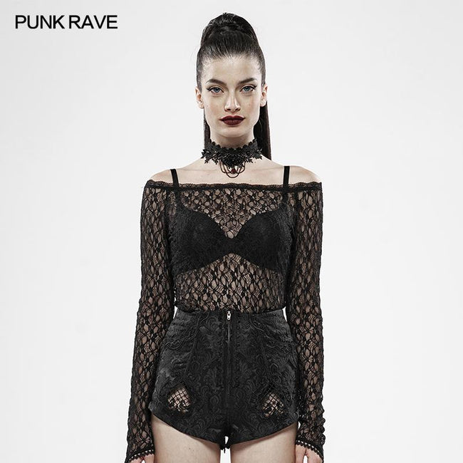 Gothic Rebirth Transparent Lace Long Sleeve T-Shirt