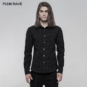 Elastic Jacquard Punk Long Sleeve Shirt