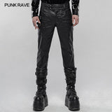 Punk imitation leather pants