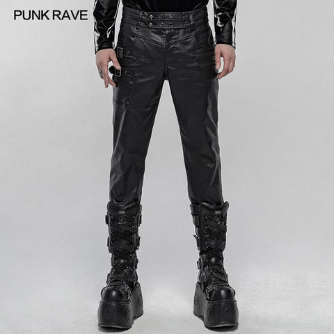 Punk imitation leather pants